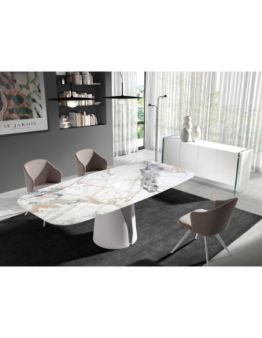 Aparador madera blanco y cristal templado