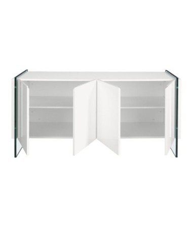 Aparador madera blanco y cristal templado