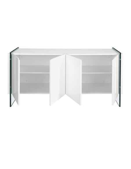 Aparador madera blanco y cristal templado