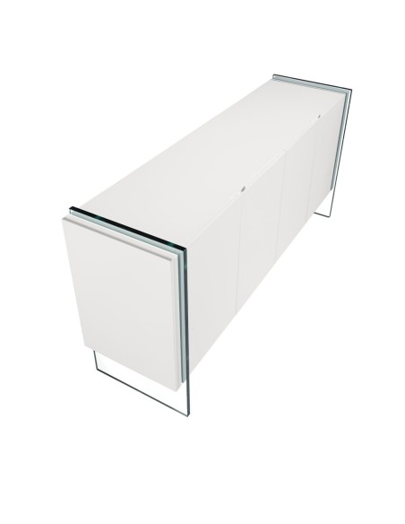 Aparador madera blanco y cristal templado