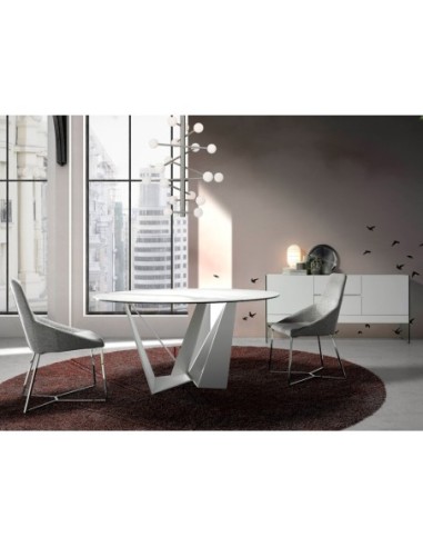 Aparador madera blanco y cristal templado