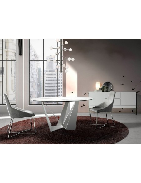 Aparador madera blanco y cristal templado