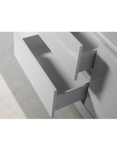 Aparador madera blanco y cristal templado