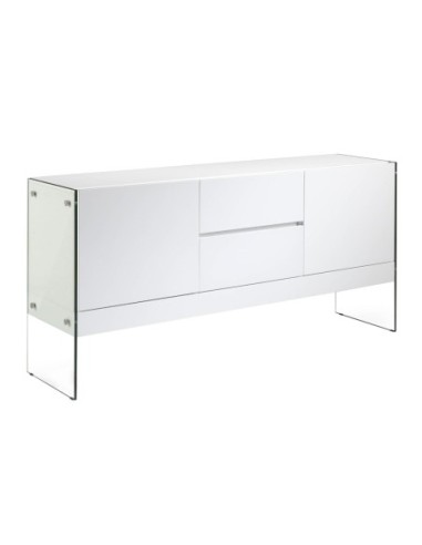 Aparador madera blanco y cristal templado