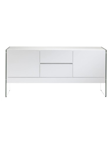 Aparador madera blanco y cristal templado