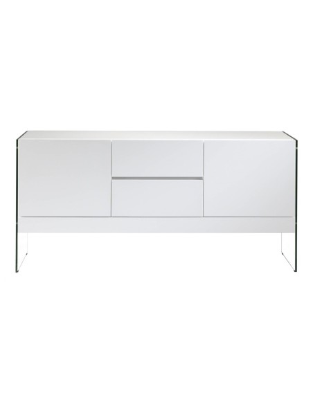 Aparador madera blanco y cristal templado