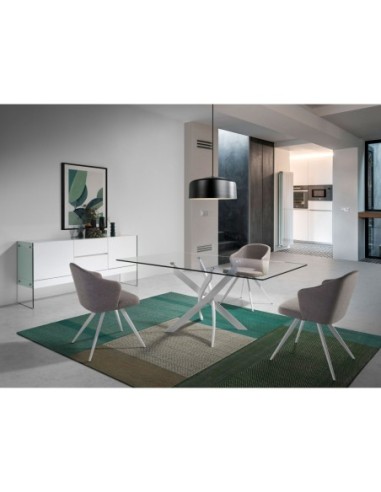 Aparador madera blanco y cristal templado