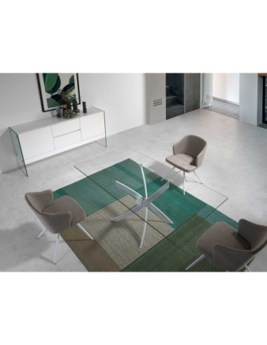 Aparador madera blanco y cristal templado