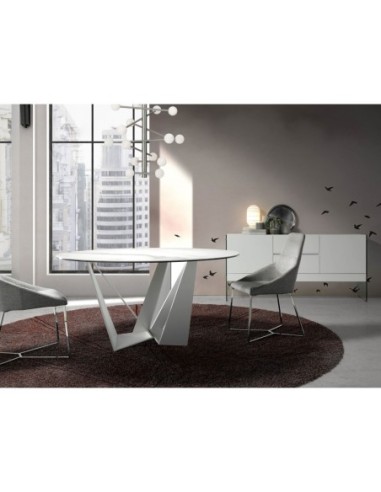 Aparador madera blanco y cristal templado