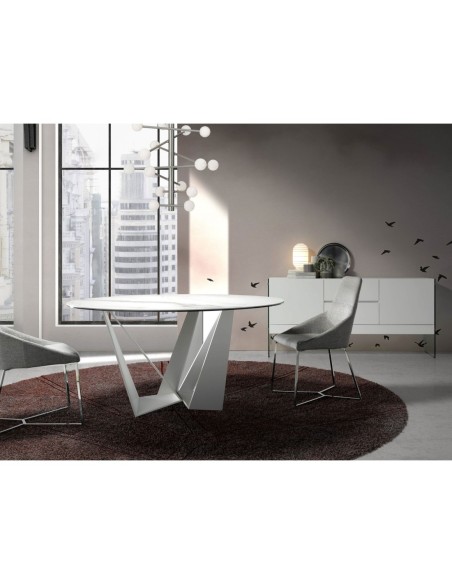 Aparador madera blanco y cristal templado