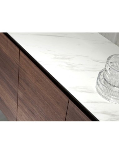 Aparador nogal con tapa de cristal imitación...