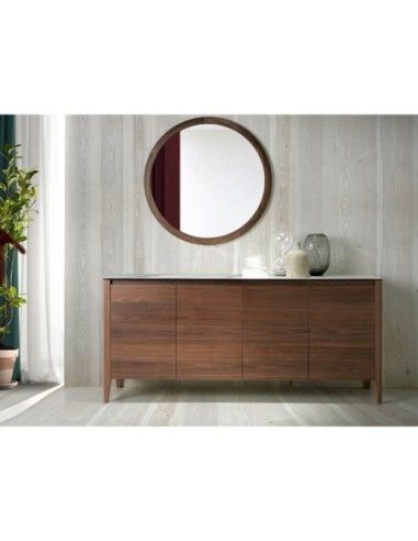 Aparador nogal con tapa de cristal imitación...