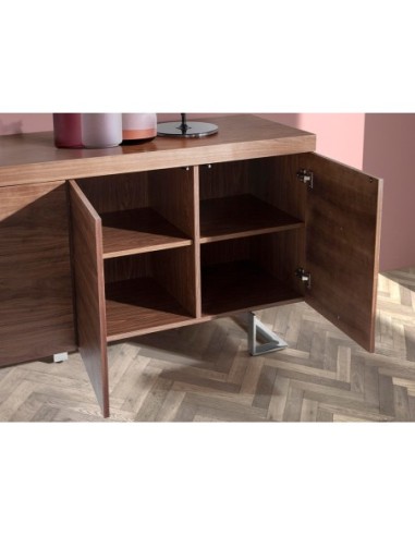 Aparador nogal y acero cromado