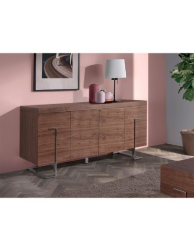Aparador nogal y acero cromado