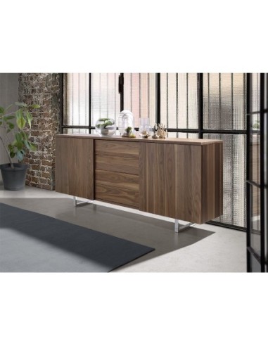 Aparador nogal y acero cromado