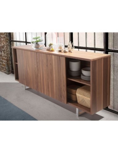 Aparador nogal y acero cromado