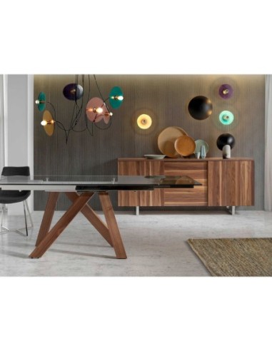 Aparador nogal y acero cromado