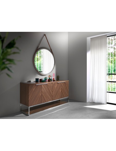 Aparador nogal y acero cromado