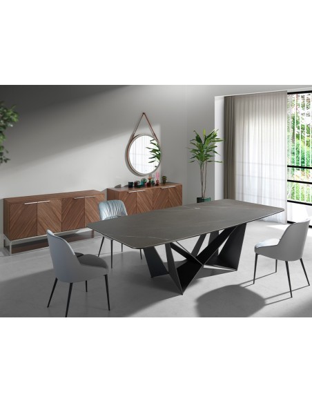 Aparador nogal y acero cromado