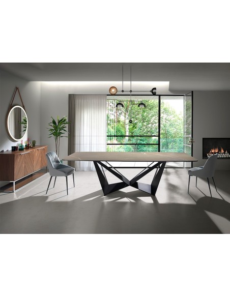 Aparador nogal y acero cromado