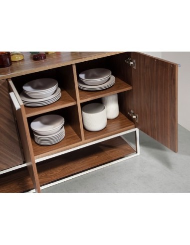 Aparador nogal y acero cromado