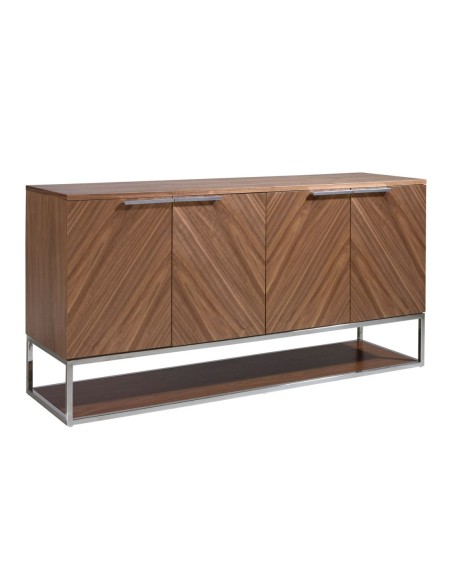 Aparador nogal y acero cromado