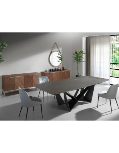 Aparador nogal y acero cromado