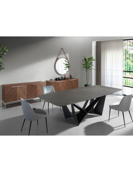 Aparador nogal y acero cromado