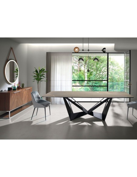 Aparador nogal y acero cromado