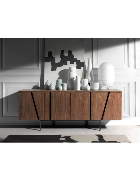 Aparador nogal y acero negro