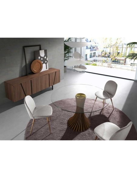 Aparador nogal y acero negro