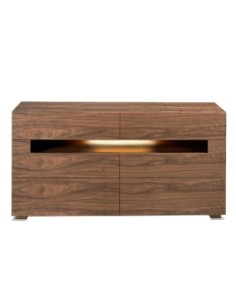 Aparador nogal y acero pulido con iluminación interior 2