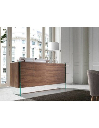 Aparador nogal y cristal templado