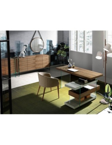 Aparador nogal y cristal templado