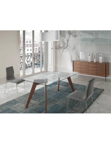 Aparador nogal y cristal templado