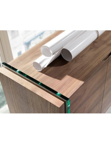 Aparador nogal y cristal templado