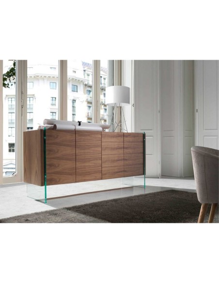 Aparador nogal y cristal templado