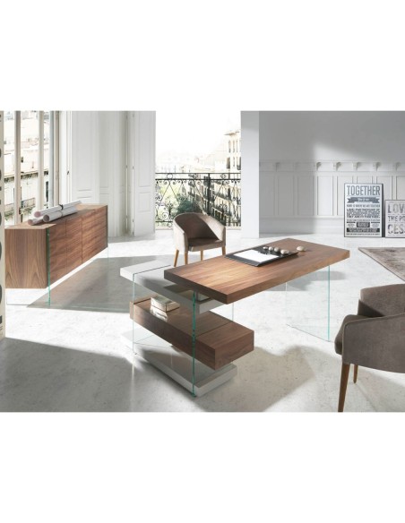 Aparador nogal y cristal templado