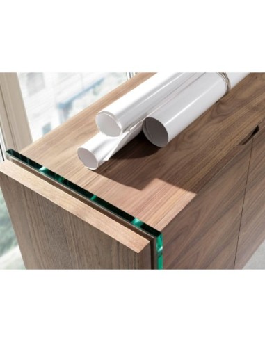 Aparador nogal y cristal templado