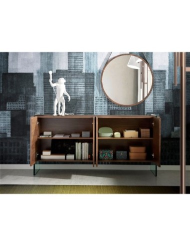 Aparador nogal y cristal templado