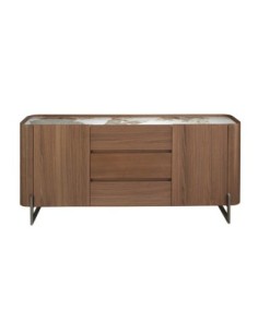 Aparador nogal, acero visón metal y tapa de mármol... 2