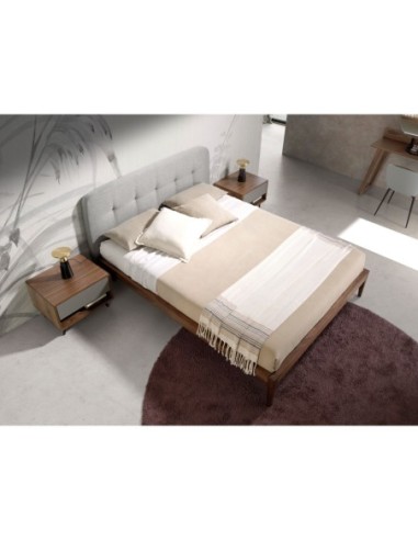 Cama capitoné tela color gris