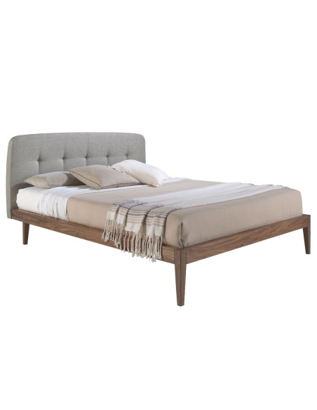 Cama capitoné tela color gris