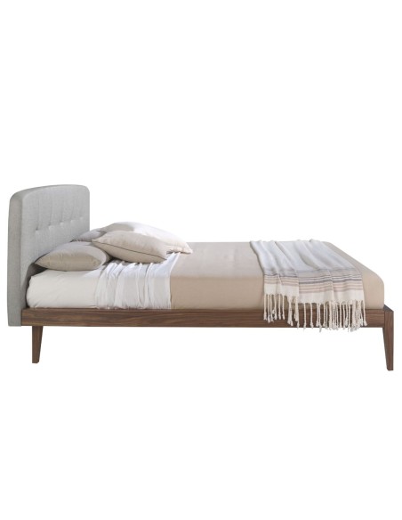 Cama capitoné tela color gris