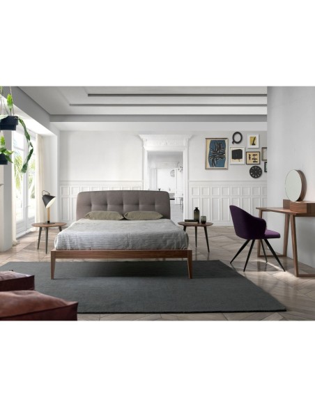 Cama capitoné tela color gris