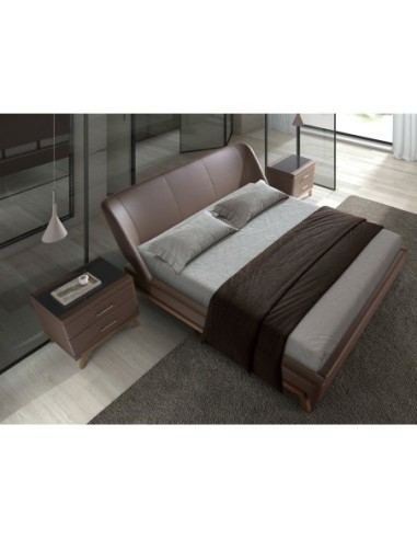 Cama polipiel color marrón chocolate