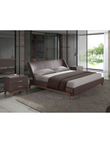 Cama polipiel color marrón chocolate