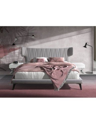 Cama tela color gris claro