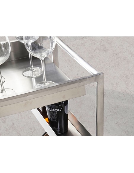 Carrito minibar acero y nogal