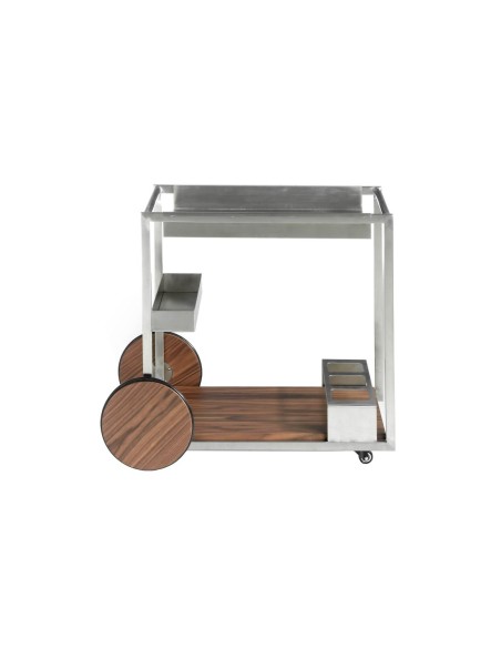 Carrito minibar acero y nogal